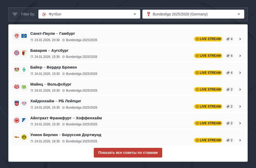 Прогнозы на Бундеслигу